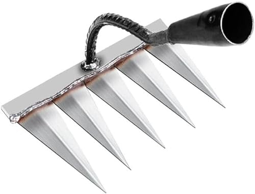 PRONGSPRO - Rastrello da giardino in acciaio al manganese di alta qualità, durevole, versatile ed efficiente per lavori di giardinaggio, adatto a tutte le maniglie, 22 x 19,5 x 13,8 cm