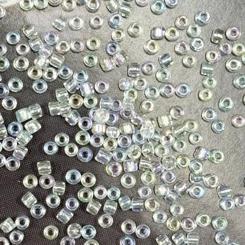 Bulk 2mm Transparent Color Seed Beads for Jewelry Making 110 Grams About 9800pcs,12/0 Glass Craft Beads for Making Earrings, Bracelets, Pendants, Waist Jewelry, DIY Handmade Seed Beads