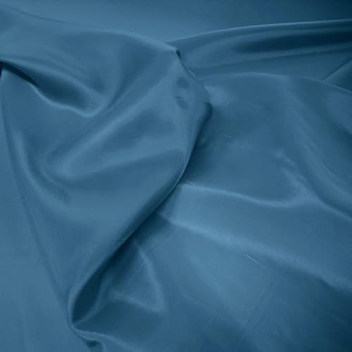 TOLKO 1m Futterstoff Meterware | Futter-TAFT als Dekostoff | Blickdicht knitterarm | universal Stoff 140cm breit | Stoffe zum Nähen Dekorieren Hochzeitsstoff Kleiderstoff Kostümstoff (Blau)