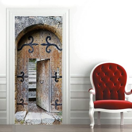Türtapete Selbstklebend Retro-Bogentür Aus Holz 95 X 215 Cm Türtapete Selbstklebend Türfolie Türposter 3D Vinyl Folie Türdeko Tapete Wandbild Türtattoo - Kinderzimmer Wohnzimmer Küche Schl -1R6Z4B0I8M