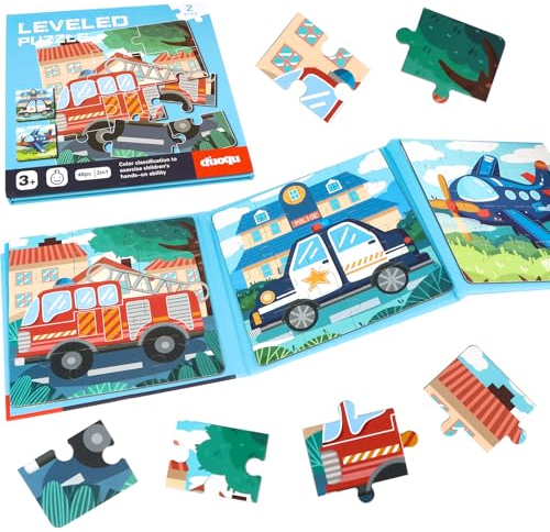 Magnetisches Puzzle Ab 3-5 Jahre - 12-16-20 Stück Fahrzeug Kinderpuzzle für Autofahrt, Flugzeug, Kindergeburtstag - Magnetspiel Geschenke