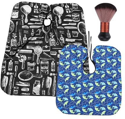 OHPHCALL 3pcs Hair Cutting Cape Barber Apron Neck Duster Brush Polyester Pongee Non-sticky Static Easy Clean for Salon Home
