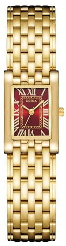 CIVO Damenuhr Gold Eckig Armbanduhr: Klein Uhren Damen Edelstahl Vintage Römische Nummer Designer Rot Zifferblatt