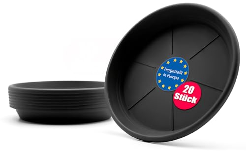 BigDean 20 Stück Blumentopf Untersetzer Ø 33 cm in Anthrazit – Topfuntersetzer aus robustem Kunststoff & Made in Europe