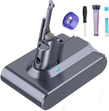 Batterie Dyson V7 SV11, FLYLINKTECH 6000mAh Batterie pour Dyson V7 SV11 Motorhead Animal Mattress Fluffy Trigger Car+Boat Absolute Aspirateur avec 2 Filtres de Remplacement