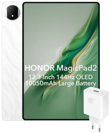HONOR MagicPad2, 12.3 Pulgadas AI Tablet, 10050mAh Batería Grande,12GB+256GB Almacenamiento, 144Hz OLED 3K Eye Comfort Display, Snapdragon 8s Gen 3, 8 Altavoces, Android 14, Blanco