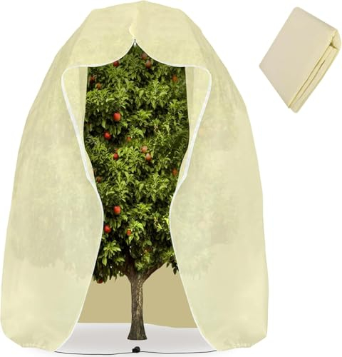 Wzzy Gurden 3 Stück Winterschutz für Pflanzen, Frostschutz Kübelpflanzensack Groß für kübelpflanzen mit Reißverschluss Zugband 80X100 cm (80G)