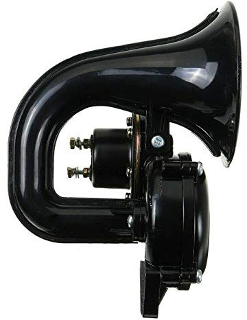 Tevimpeya Autohorn, Horn Signalhorn Lautes Drucklufthorn 300DB Laut Sound Air Hupe Horn Signalhorn Elektrische Schnecke Auto Lufthupe für 12v Pkw Lkw Wohnmobile Motorräder Schiffe E-Bikes (Schwarz)