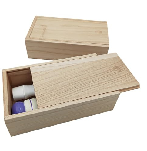 Anktily Aufbewahrungsbox aus unlackiertem Holz mit Schiebedeckel, blanko, Naturholzbox, Behälter für Schmuck, Bastelarbeiten, Hobbys (16,8 x 9,5 x 5 cm), 2 Stück
