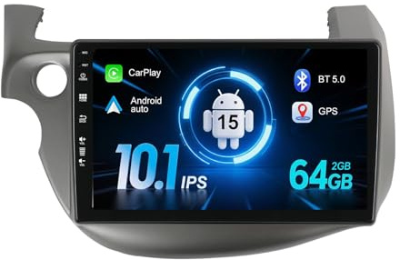 MISONDA Radio de Coche 2 DIN Android 15 para Honda Fit Jazz 2008-2013 Soporta Carplay inalámbrico, Android Auto, WLAN, BT, GPS, AUX, MirrorLink, WiFi, RDS, FM, USB 10 Pulgadas IPS