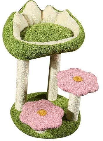 ＡＷＨＡＯ de Juguete para Gatos, Soporte para Saltar con Flores, Poste rascador Grande para Mascotas, condominio Multifuncional para Gatos