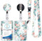 Porte Badge de Carte avec Cordon Tour de Cou d'Identification,Floraux Porte-cartes Swivel Lobster Clasp avec Lanières Rétractables Pour Cartes Clés Caméra Floraux (H-Fleurs roses blanches)