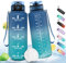 HoneyHolly Botella Agua Gimnasio, Motivacional 1,5 Litr, Marcador de Tiempo, Cantimplora, Prueba de Fugas, Botella de Agua, Reutilizable, para Escuela Camping Fitness