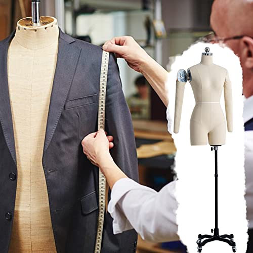 OWOHYG Schneiderpuppe, Schneiderpuppe, Weiblich, Mit Rädern Und 2 Armen, Verstellbare Schneiderpuppe Für Geschäft/Schaufenster/Schneiderladen, Ansteckbare Schaufensterpuppe, Tor(M)