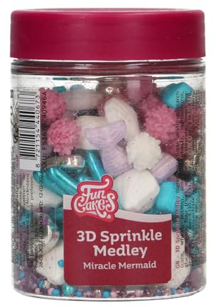 FunCakes 3D Sprinkle Medley Zuckerstreusel, Miracle Mermaid, 70 g | Guter Geschmack, Perfekt zum Dekorieren von Torten, Kuchen, Cupcakes und andere Leckereien, Sprinkle Streusel Mix