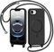 AOMYKE Handyband für iPhone 16e 6.1 Zoll Hülle mit Band, Magnetisch Handyhülle kompatibel mit Magsafe zum Umhängen Schutzhülle mit Kette Kordel Weich TPU Liquid Silikon Case，Schwarz