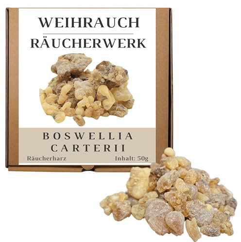 JEEBUTY Boswellia carterii Räucherwerk 50g, Aden First Choice Olibanum, 1. Wahl, rein und hochwertig, 100% natürlicher Räucherharz aus Somalia