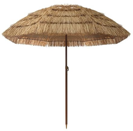 Genérico Hawaiana Sombrilla de Playa, Altura Ajustable Portátil Paja Sombrilla con 8 Costillas de Fibra de Vidrio para Jardín Piscina
