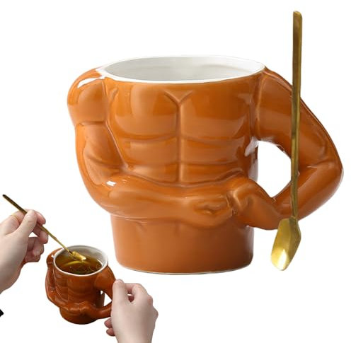 Taza de cerámica con forma de músculo, taza multifuncional para cerveza, café, té, recipiente para bebidas de agua, taza de regalo divertida para cocina, bar, hogar, hombres, mujeres, colección de
