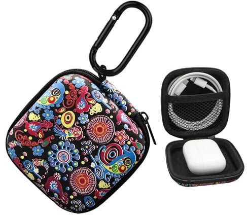 Bavane Earbud Case,Headphone Organizer Earbud Storage Bag, Hard EVA Shockproof Cover Carrying Case with Carabiner Clip Compatible with AirPods 4 Pro 2nd /3/2/1 Bose Galaxy Buds (Jellyfish)