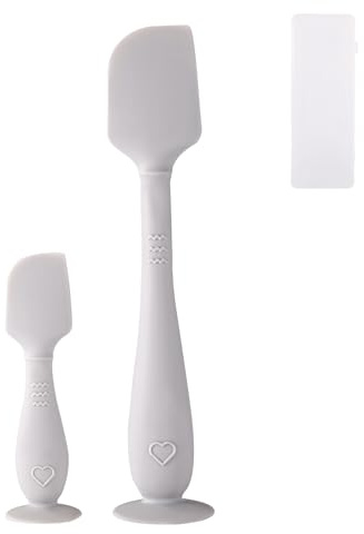 2pcs Baby Diaper Cream Spatula with Travel Case, 2 Sizes Soft Flexible Silicone Butt Paste Applicator Baby Diaper Rash Cream Spatula Bum Brush for Newborn(Grey)