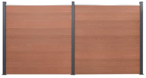 Zaunelement-Set Braun 353x186 cm WPC, Sichtschutzzaun Garten, robustes Holz-Kunststoff-Verbundmaterial, langlebiger Privatsphäre-Schutz