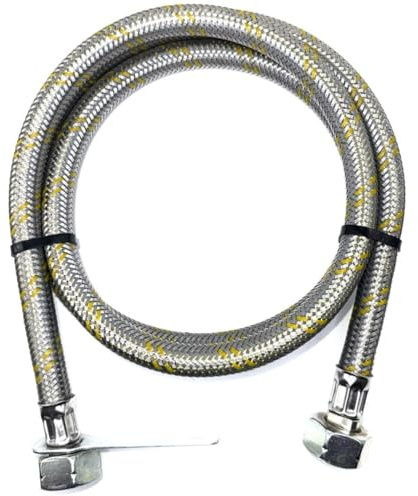 DN Autogas Parts Tubo flessibile per gas rinforzato in acciaio inox, 1,5 m, 21,8 mm LH, connettori bidirezionali, tubo GPL/propano per caravan, camper, barbecue e catering