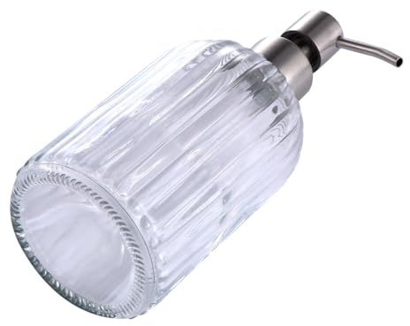 ASAKKURA Distributeur de Savonnette Rechargeable en Verre 400ml Pompe INOX et Réutilisable pour Salle de Bain Design Simple et Élégant
