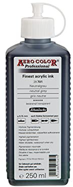 Schmincke - AERO COLOR® Professional, Color Gris neutro de 250 ml, 28701027, Pintura acrílica muy líquida, de colores fuertes, para pintura acrílica, aerógrafo, técnica mixta, tinta acrílica.