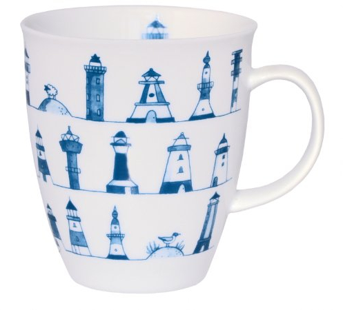 CUP+MUG Porzellan Becher weiß blau Lichthaus
