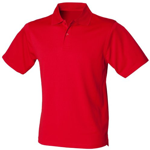 Henbury Mens Coolplus® Pique Polo Shirt (XL) (Classic Red)