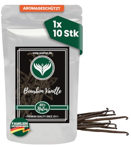 Azafran Bourbon Vanilleschoten ganz aus Madagaskar 10 Stk | Echte Schoten in 14-16cm