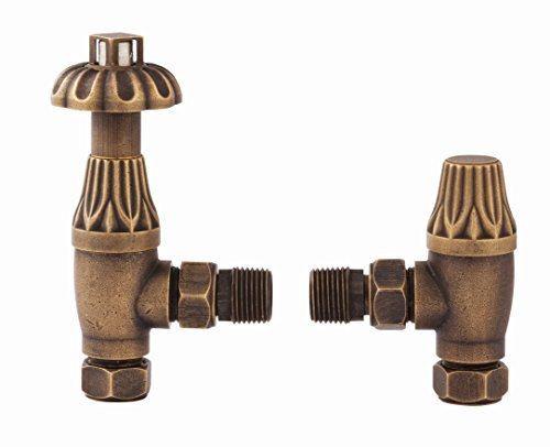 Westminster TRV Traditional Themed Thermostatic Antique Radiator Valve Set Pair (Antique Brass WESTRVAB)