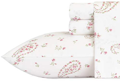 Laura Ashley Bettwäsche-Set für King-Size-Bett, weiches Satin-Baumwoll-Bettwäsche-Set, schlank, glatt und atmungsaktiv, Heimdekoration (Bristol Paisley, King-Size)
