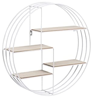 AC Design Furniture Nadine Rundes Wandregal aus Metall Weiß mit 4 Ablagen, Kleine Wanddeko, Weißes Schweberegal, Hängeregal im Industriestil, Ø: 10 x H: 45 cm, ‎72166