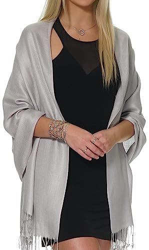 Pashmina Schal und Tücher für Abendkleider, weicher Pashminas Hochzeit Schal - Grau - Einheitsgröße