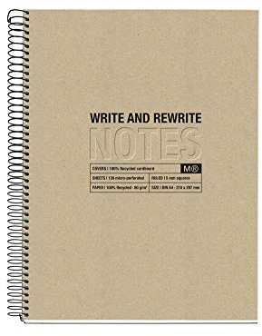 Miquelrius - 100% recyceltes Notizbuch, Umschlag aus recyceltem Karton, A5 Notizbuch (210 x 297 mm), 2Löcher, 120 recycelte Blätter 80 g/m², 4 Farbstreifen, Horizontal liniert 7 mm, Farbe Craft