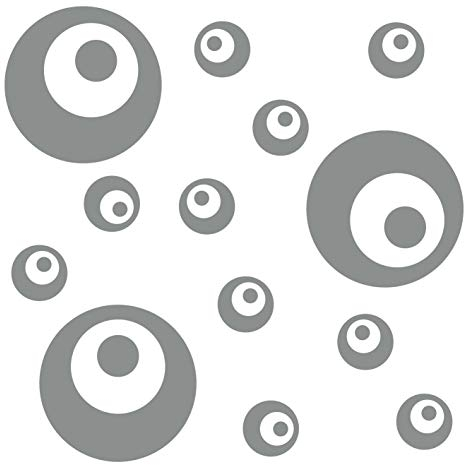 kleb-Drauf | 13 Retro-Punkte | Grau - matt | Wandtattoo Wandaufkleber Wandsticker Aufkleber Sticker | Wohnzimmer Schlafzimmer Kinderzimmer Küche Bad | Deko Wände Glas Fenster Tür Fliese