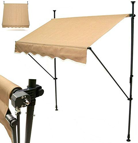 D&L Markise Klemmmarkise 400cm XXL Balkonmarkise Sonnenschutz Handkurbel 56021 Einziehba