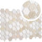 NOVECRAFTO Modern 3D Honeycomb Hexagon Tile Effect Wall Panels with Glitter - Set of 4-2.48 sqm | 26.84 Sqf - Interior Kitchen Splashback and Bathroom PVC Plastic Cladding in Beige Cream Caramel