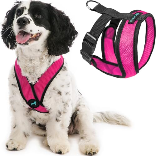Gooby Comfort X Head In Harness - Flamingo Pink, Small - No Pull Kleines Hundegeschirr, Patentierter Würgefreier X-Rahmen