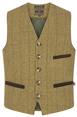 WALKER AND HAWKES Herren Anzugweste aus Tweed mit Teflon