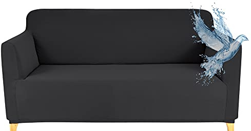 Poligino Sofabezug 2 Sitzer Wasserdicht, Sofahusse Elastisch Universal, Sofa Cover Stretch 2 Sitzer (130-170 cm) Dunkelgrau