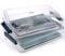 BTSKY 2 Pack Clear Large Size A4 Document Storage Box with Blue Snap-Tight Lid - PET Files Documents Magazines Notebooks Box Organizer Desk Storage Box Holder