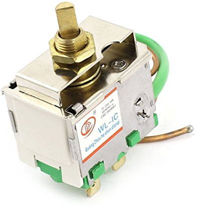 Ruilogod Control de temperatura del cable de 46 cm de largo Termostato de nevera DC 12-24V 10A