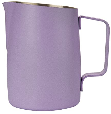 Dianoo Milk Frothing Pitcher With Handle, 600ml Stainless Steel Steaming Pitcher, Espresso Milk Frother Cup For Coffee Cappuccino Latte Art, Purple