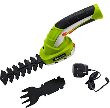 EA ARENA Cordless Grass Shear Hedge Trimmer 2 Interchangeable Blades, 7.2V 2-in-1 Lightweight, Cutting, Trimming, Shearing, Pruning Plants Foliage with Rechargeable Lithium-Ion Battery (02X000)