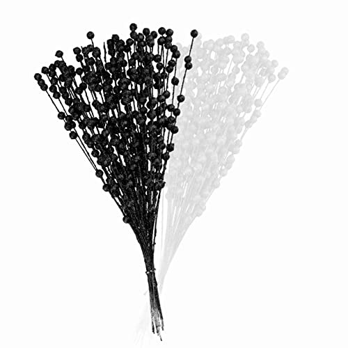 HGUIM Glitzerstiele, 40 cm, künstliche schwarze Beerenzweige, Weihnachtsbeeren, Dekorationen für Weihnachtsbaum, Kranz, Basteln, Heimschmuck, 100 Stück