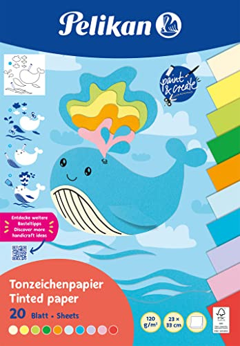 Pelikan Tonpapier Block 23 x 33 cm, 20 Blatt in 10 Farben, Summer