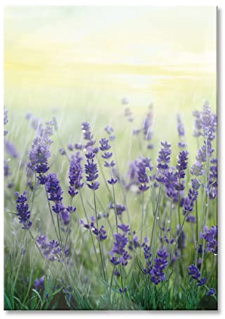 Pixxprint Glasbild, Wandbild aus Echtglas, Schöner Lavendel im Regen, 40x60 cm, inkl. Aufhängung und Abstandshalter